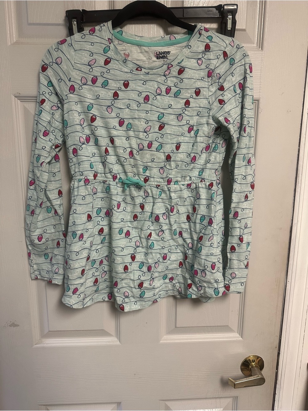 Lands' End Light Mint Long-Sleeve Top with Multicolor Light Bulb Print